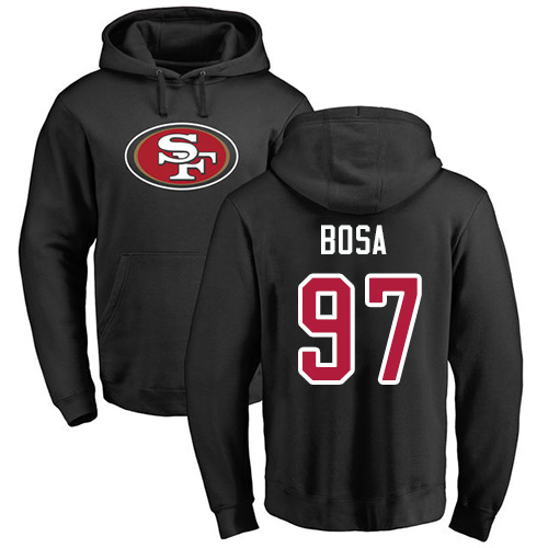Men San Francisco 49ers Black Nick Bosa Name and Number Logo #97 Pullover NFL Hoodie Sweatshirts->nfl t-shirts->Sports Accessory